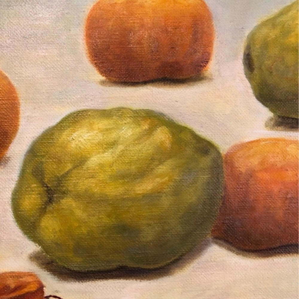 Unique Still-Life Painting: Persimmons, Chinese Quince, and Ground Cherries - Picture 5 of 5